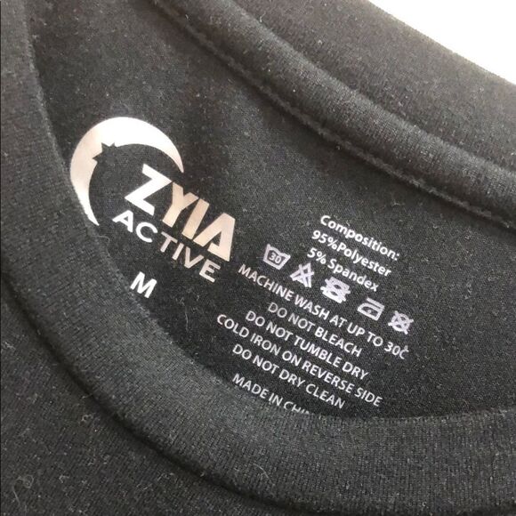 120. ZYIA Black Tank Top with White Graphic size medium - Picture 3 of 3